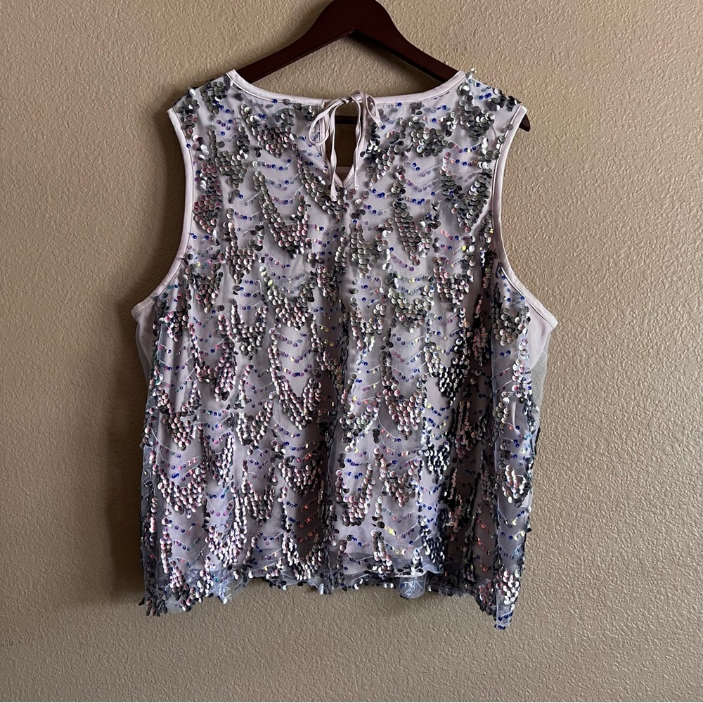 Torrid Mauve Sequin Shell Crop Top Size 2X NWT - Picture 7 of 11